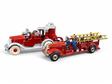 (2) Cast Iron Fire Vehicles