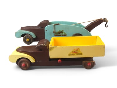 Buddy L Wood Wrecking Truck & Dump Truck