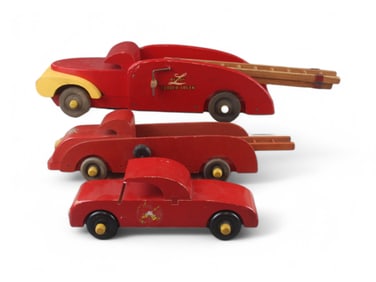 (3) Buddy L Wood Fire Vehicles