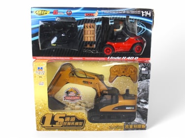 Lot of 2 Boxed R/C Vehicles, Fork Lift & Excavator