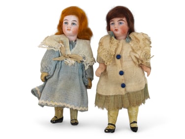 Lot of (2) Bisque Dollhouse Dolls