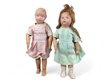 Lot of Two Wood Jointed Schoenhut Dolls