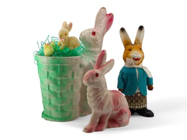 Lot of (3) Vintage Rabbit Candy Containers