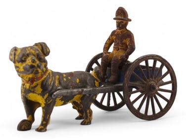 Cast Iron American Made Bulldog Pulling Cart.