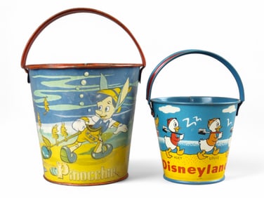 (2) Disney Sand Pails - Pinocchio & Disneyland