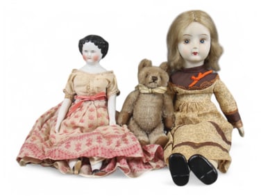 Lot of (3) Dolls and Bear