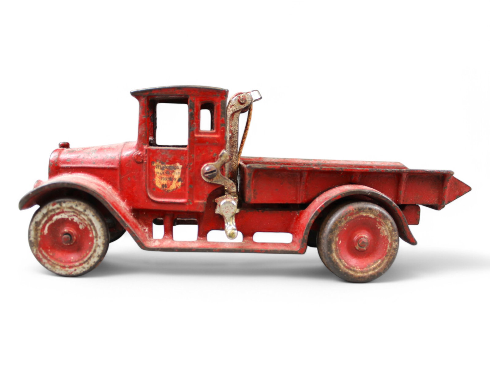 Arcade Cast Iron International Harvester Dump Truc: 10 1/2" long No Driver, in working order, one partial decal on door. Original Paint. See images for details.