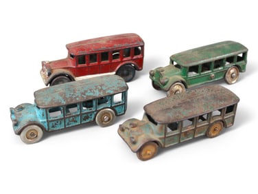 Lot of (4) Cast Iron Small Buses