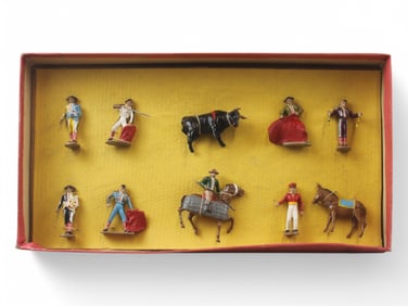1960's Jecsan Spanish Toy Bull Fighting Figure Set