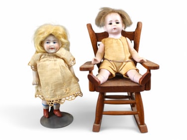 Lot of 2 Small All Bisque Dolls