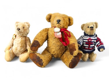 Three Vintage Teddy Bears
