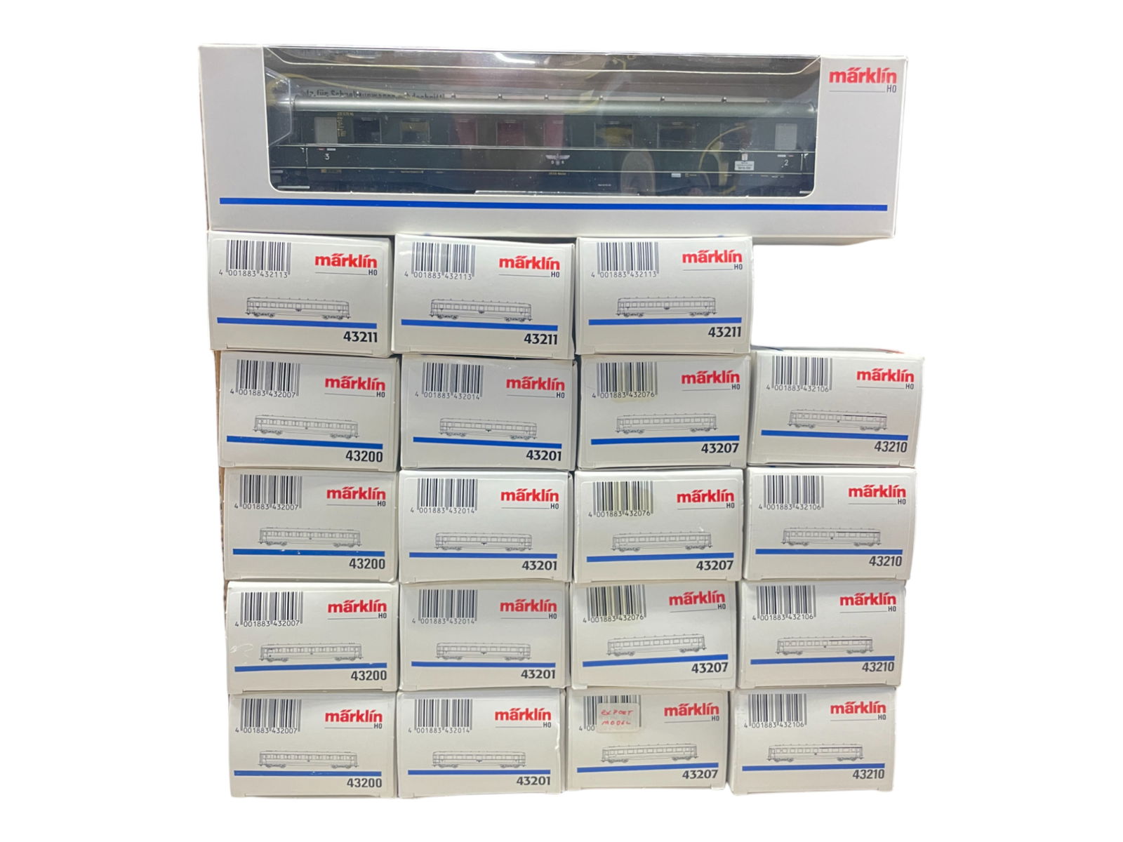 20 STORE STOCK Marklin HO DR Pass Cars: Includes 4 each of 43200, 43201, 43207, 43210 & 43211. They are factory new in boxes.