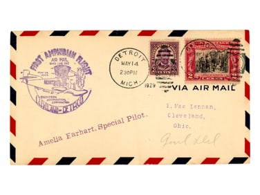 1929 First Amphibian Flight Cover, Amelia Earhart