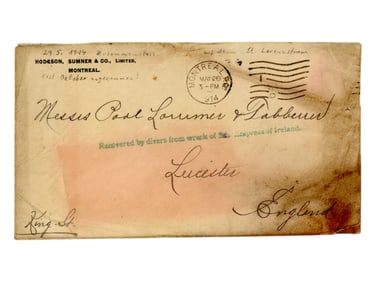 Scarce 1914 Empress of Ireland Cover