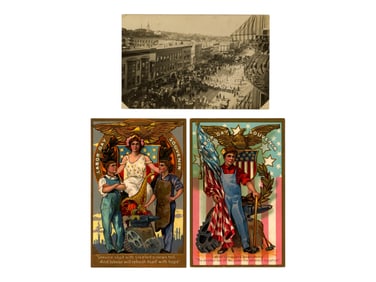 (3) Rare Labor Day Postcards, Early 1900's