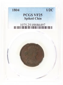 1804 1/2 Cent Spiked Chin PCGS VF25