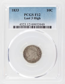 1833 10C PCGS F12