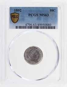 1892 10C PCGS MS63