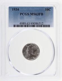 1934 10C PCGS MS63FB