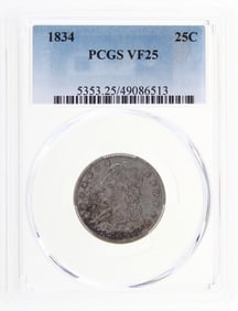 1834 25C PCGS VF25