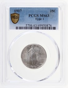 1917 Type 1 25C PCGS  MS63