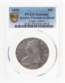 1832 50C Large Letters PCGS AU Detail
