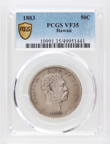 1883 Hawaii 50C PCGS VF35