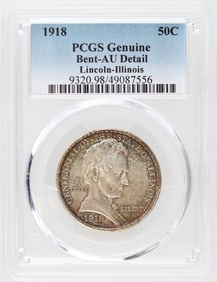 1918 Lincoln Illinois 50C PCGS AU Detail