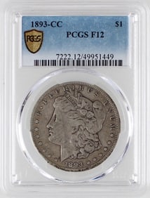 1893-CC $1 PCGS F12