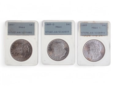 (3) PCGS Graded Morgan Dollars 1885, 1885-O, 1887