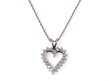 14k White Gold Heart Pendant