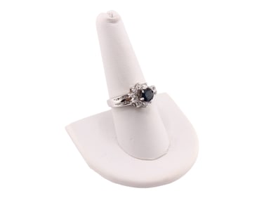 18k White Gold, Sapphire & Diamond Ring