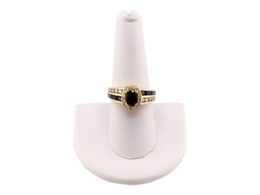 14k Gold Diamond & Sapphire Ring