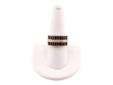 14k Yellow Gold, Diamond & Sapphire Ring