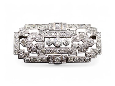 1920's Platinum Diamond Brooch