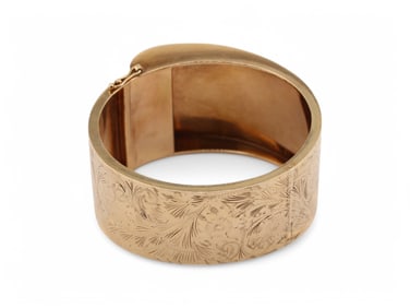 Heavy Engraved 14k Yellow Gold Cuff Bracelet
