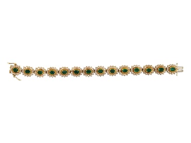 14k Yellow Gold Natural Emerald & Diamond Bracelet