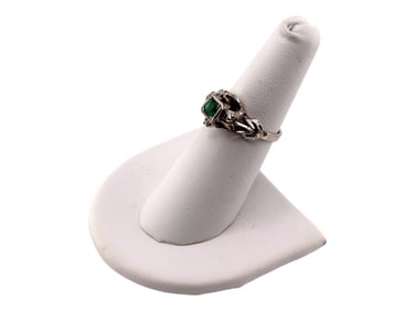 Antique 14k White Gold Natural Emerald Ring