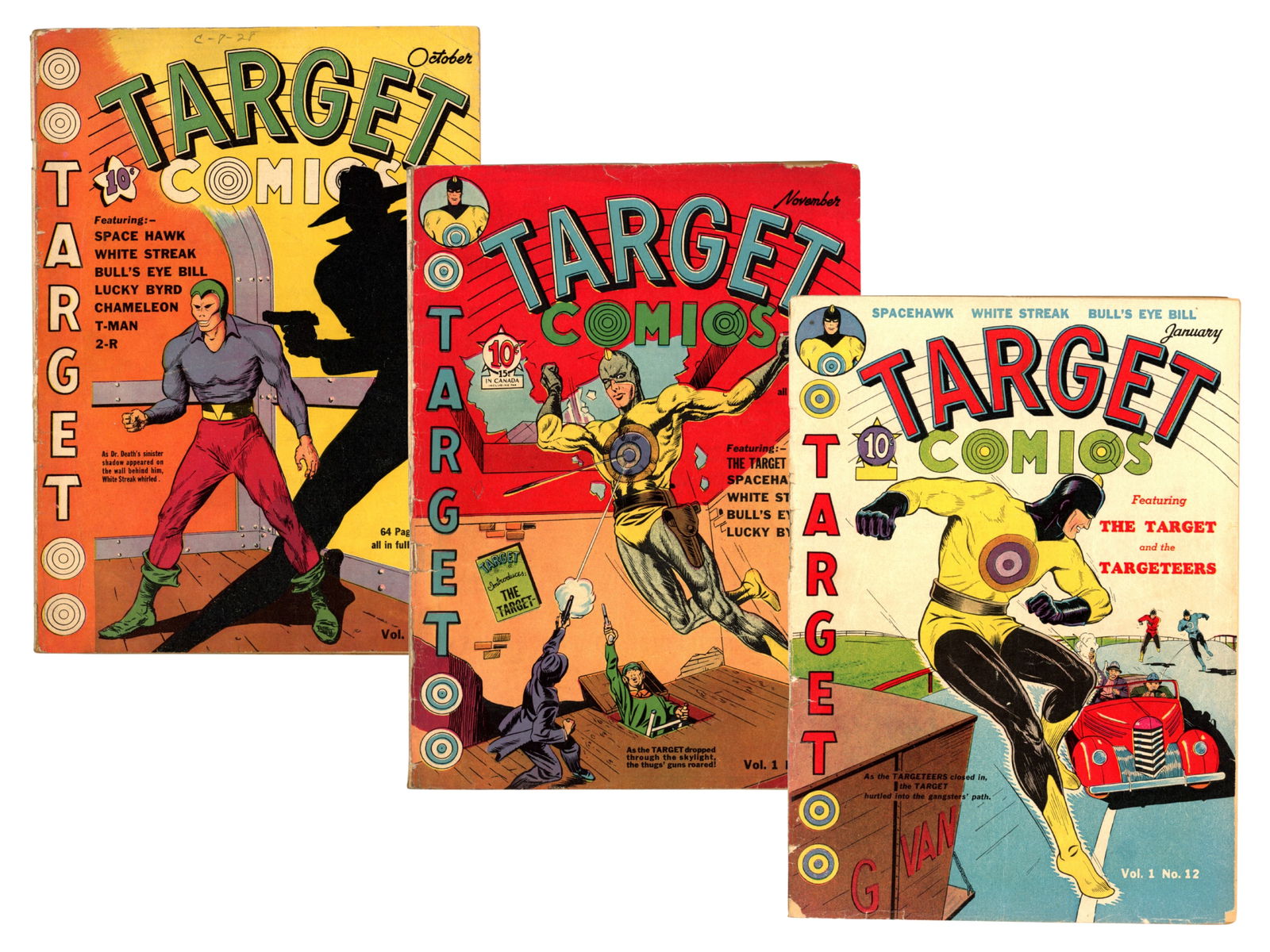 (3) Novelty Press Target Comics Issues