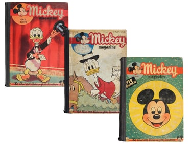 1950-51 Mickey Magazine, 3 Bound Volumes, Dutch