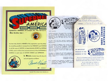 Supermen of America Member Button & Ephemera