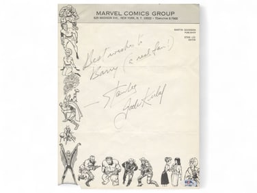 Stan Lee & Jack Kirby Signed Marvel Note