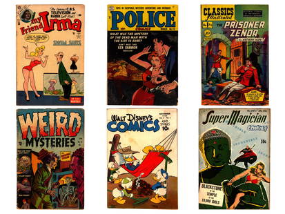 Golden Age Mixed Comic Lot: (30) Books, includes Super Magician, Dandy Comics, Daredevil, Police, Plastic Man, Disney Comics and Stories, Horror Book, Classics, and other books. Examine. Nice LotFrom the Cliff Collection, a life