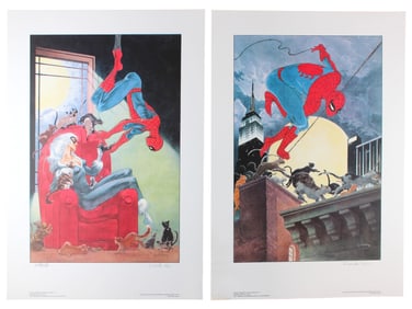 Spider-Man & Black Cat, Two Ltd Ed Signed Prints