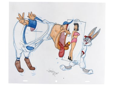 Virgil Ross Signed Animation Drawing