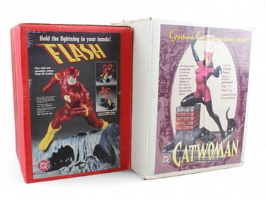 (2) William Paquet DC Statues, Flash & Catwoman