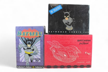 (3) Boxed Cookie Jars, Batman/Robin & Catwoman
