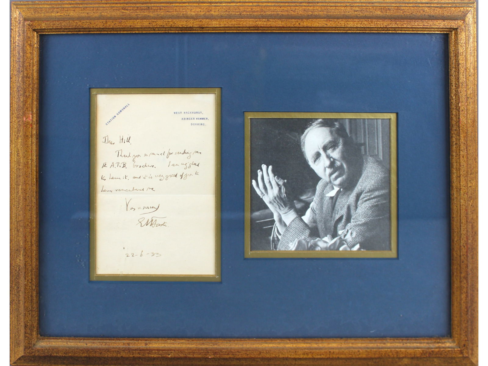E.M. Forster Autographed Letter Signed