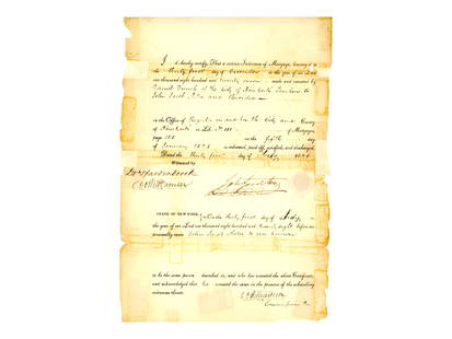John Jacob Astor Signed Document (1828): Mortgage satisfaction document dated July 31, 1828, signed mid-page by John Jacob Astor. Astor was one of the wealthiest men in American history, a prominent real estate and fur trade magnate who beca