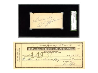 (2) Al Jolson Signed Items incl. Check